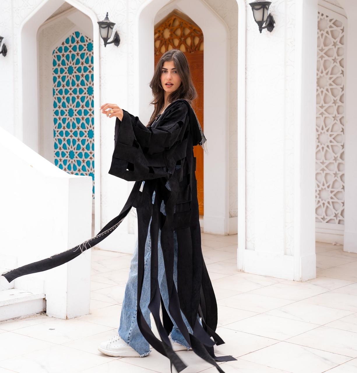 Cut Black Velvet Kaftan