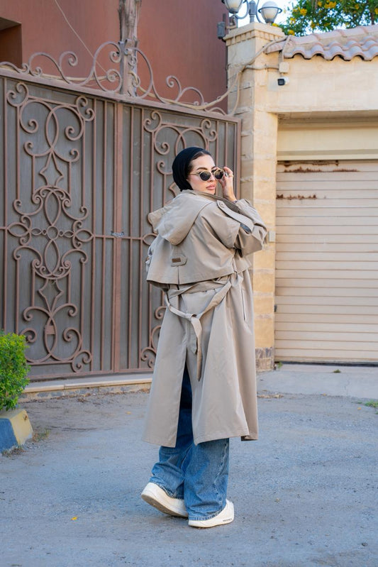 Belted Long Trench Coat