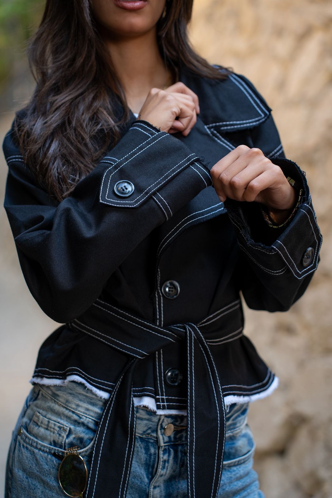 Belted Gabardine Jacket