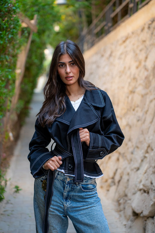 Belted Gabardine Jacket