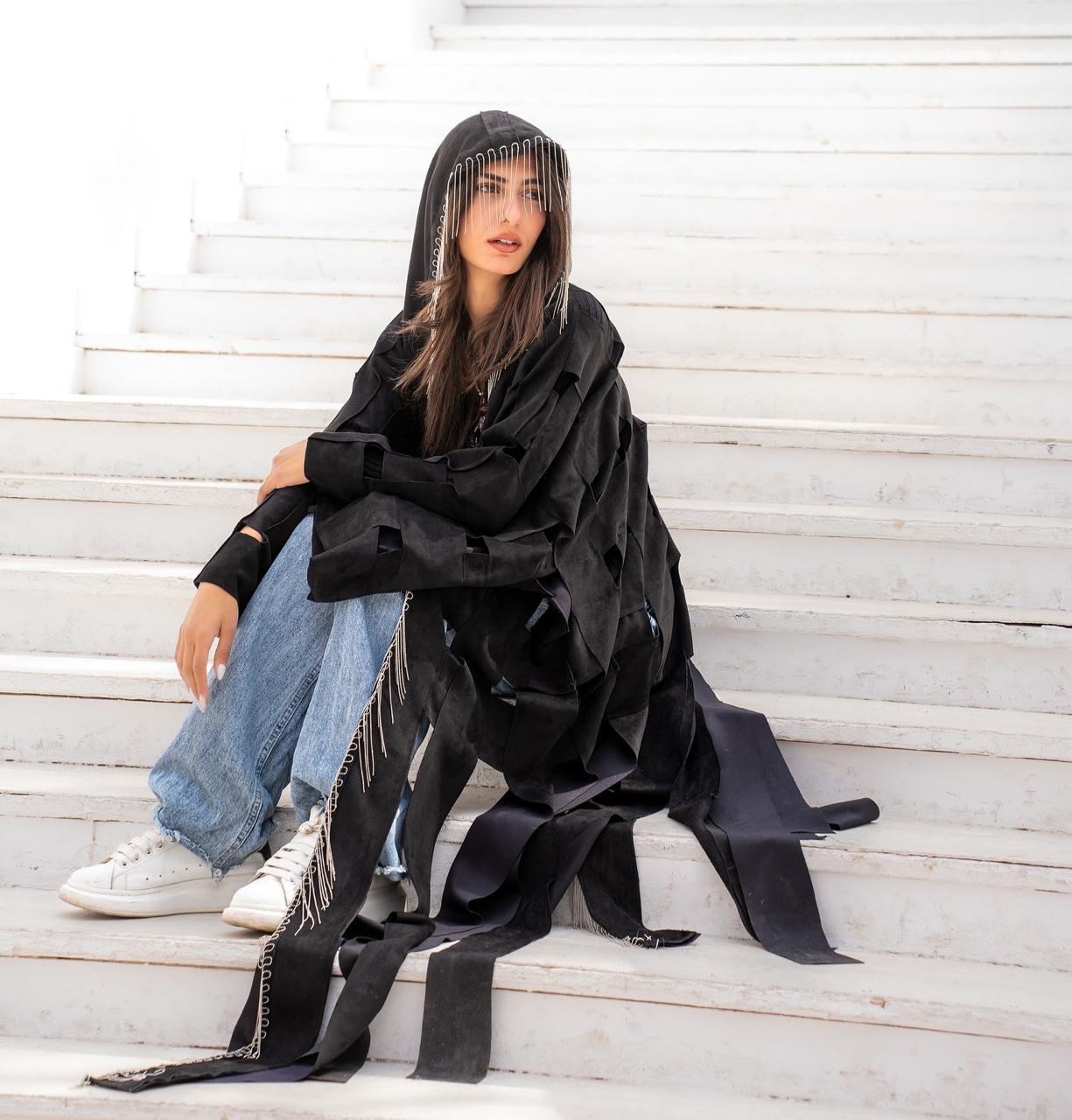 Cut Black Velvet Kaftan