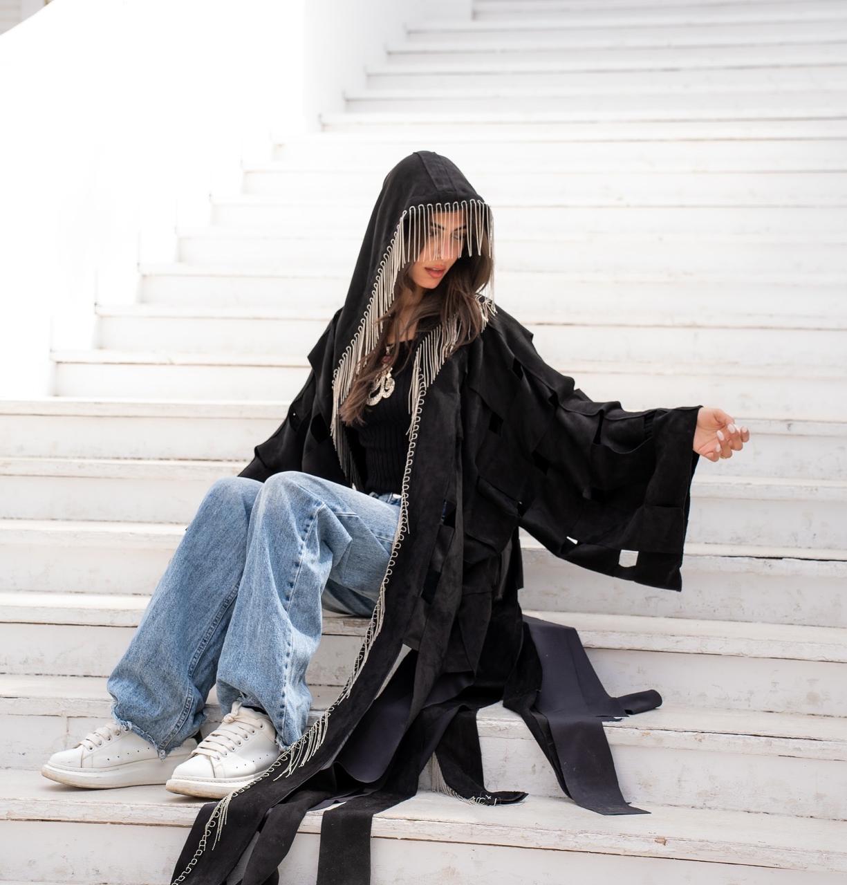 Cut Black Velvet Kaftan