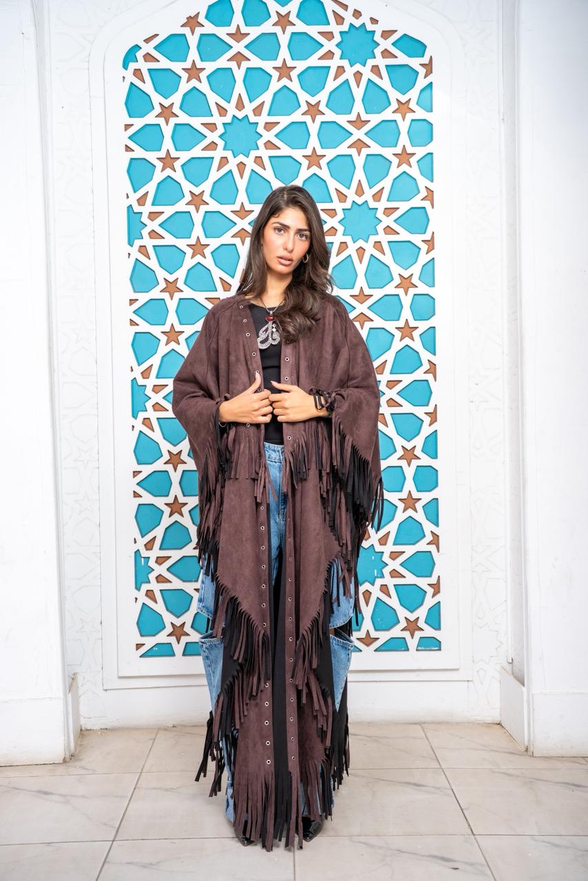 Suede Fringe Kaftan