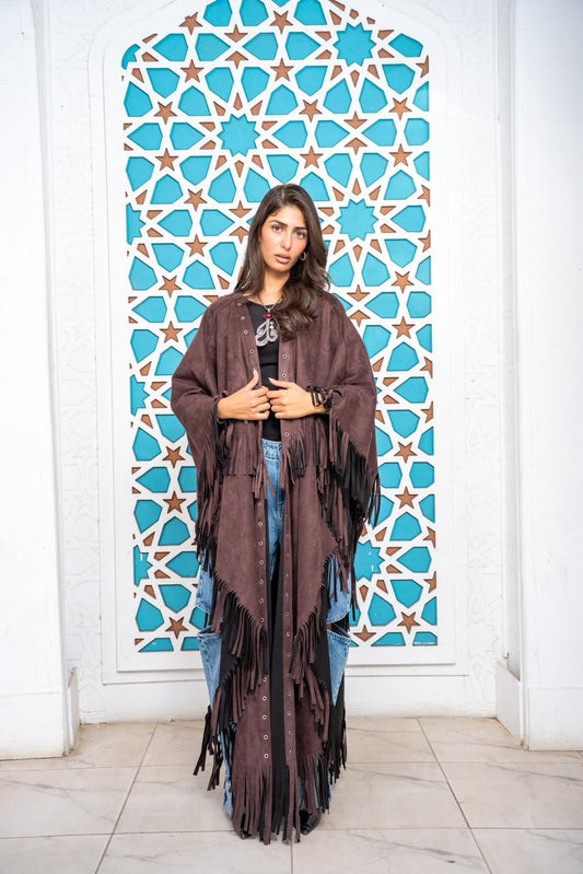 Suede Fringe Kaftan