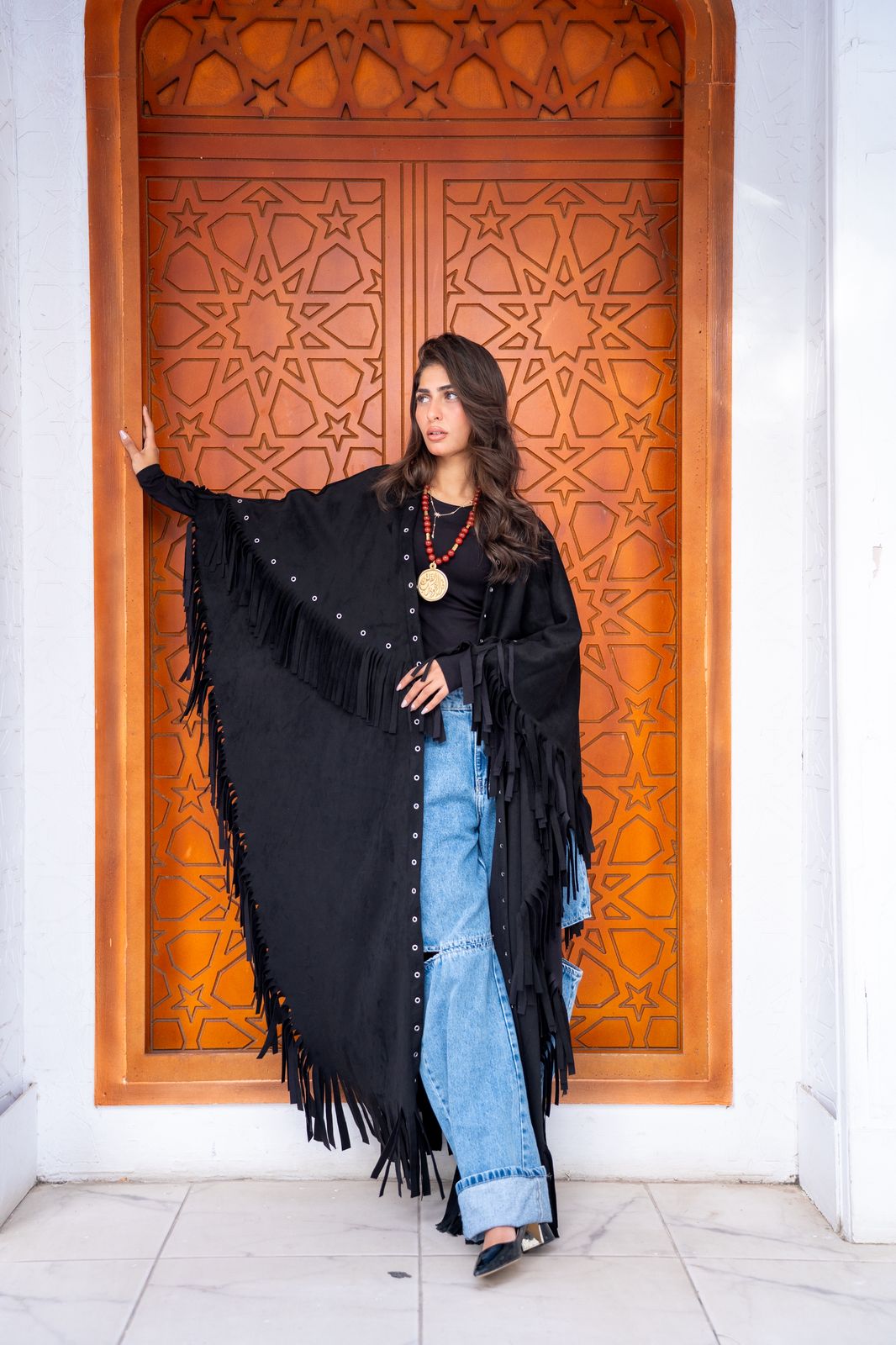 Suede Fringe Kaftan