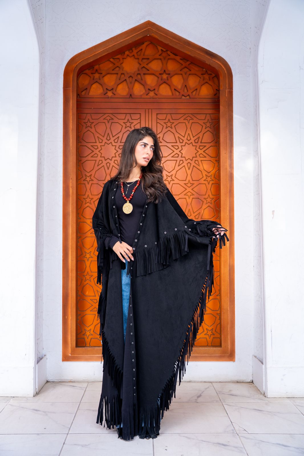 Suede Fringe Kaftan