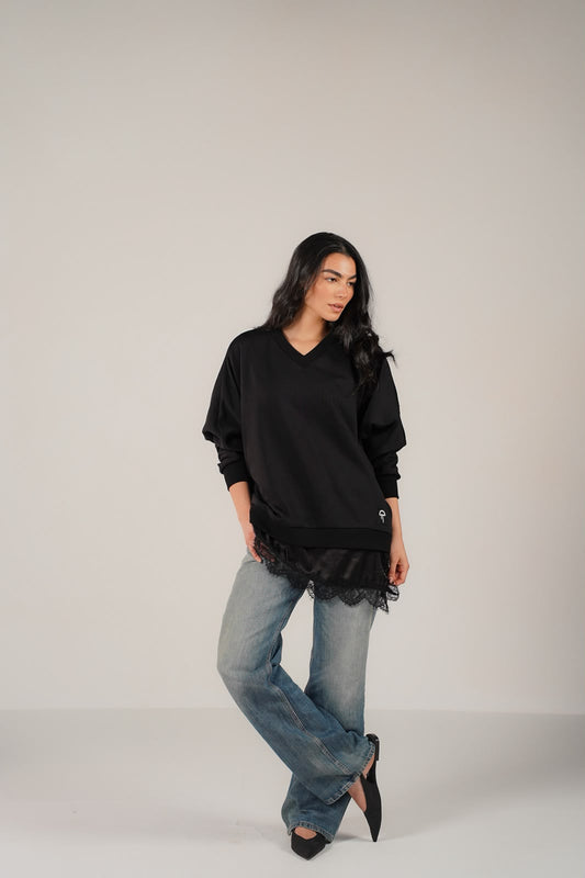 V-Neck Oversized Sweatshirt